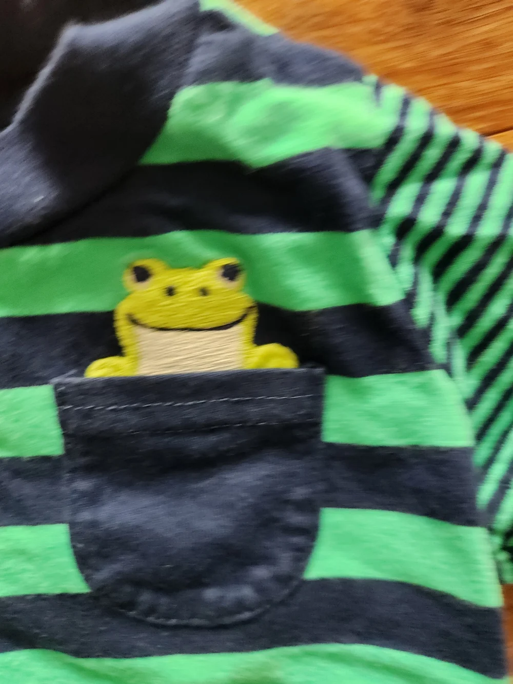 Carter's Baby Boys Striped Frog Pocket Short Sleeve T-shirt Tee Shirt, 6 Months